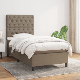 Cama box spring con colchón tela gris taupe 80x200 cm Cama box spring con colchón tela gris taupe 80x200 cm