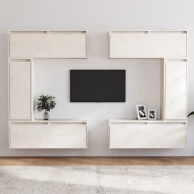 TV-Möbel 6-teilig aus massivem weißem Kiefernholz von vidaXL, TV-Möbel - Ref: Foro24-3100200, Preis: 313,91 €, Rabatt: %