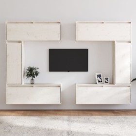 TV-Möbel 6-teilig aus massivem weißem Kiefernholz von vidaXL, TV-Möbel - Ref: Foro24-3100200, Preis: 318,54 €, Rabatt: %