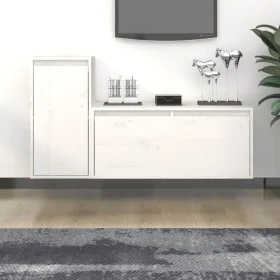 TV-Möbel 2-teilig aus massivem weißem Kiefernholz von vidaXL, TV-Möbel - Ref: Foro24-3100110, Preis: 112,83 €, Rabatt: %