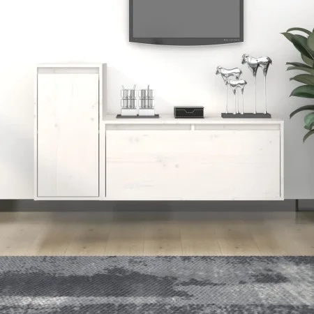 TV-Möbel 2-teilig aus massivem weißem Kiefernholz von vidaXL, TV-Möbel - Ref: Foro24-3100110, Preis: 112,64 €, Rabatt: %