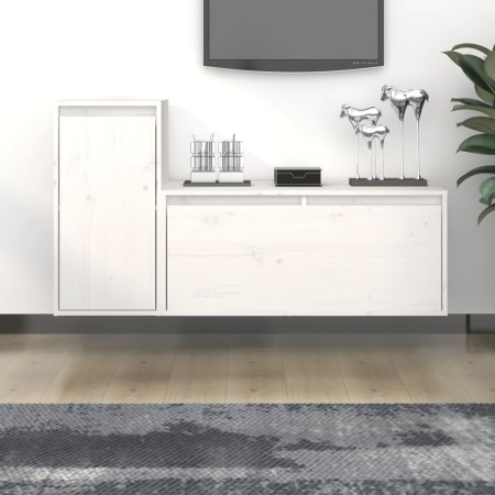 TV-Möbel 2-teilig aus massivem weißem Kiefernholz von vidaXL, TV-Möbel - Ref: Foro24-3100110, Preis: 109,67 €, Rabatt: %