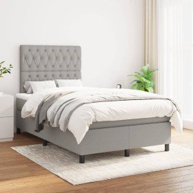 Cama box spring con colchón tela gris claro 120x200 cm en Camas y somieres | Comprar online en Foro24
