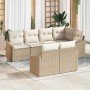 Conjunto de sofá de jardín 7 pcs Beige Poliratán