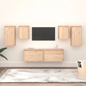 Muebles para TV 6 piezas madera maciza de pino de vidaXL, Muebles TV - Ref: Foro24-3100239, Precio: 219,64 €, Descuento: %