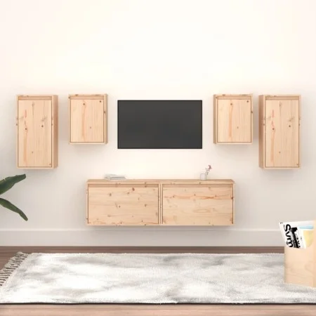 TV-Möbel 6-teilig aus massivem Kiefernholz von vidaXL, TV-Möbel - Ref: Foro24-3100239, Preis: 219,64 €, Rabatt: %