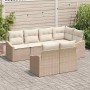Conjunto de sofá de jardín 7 pcs Beige Poliratán