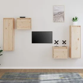 Muebles para TV 4 piezas madera maciza de pino de vidaXL, Muebles TV - Ref: Foro24-3100249, Precio: 190,72 €, Descuento: %