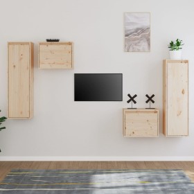 TV-Möbel 4-teilig aus massivem Kiefernholz von vidaXL, TV-Möbel - Ref: Foro24-3100249, Preis: 193,41 €, Rabatt: %