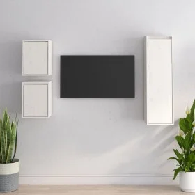 Muebles para TV 3 piezas madera maciza de pino blanco de vidaXL, Muebles TV - Ref: Foro24-3100165, Precio: 128,36 €, Descuent...