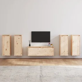 TV-Möbel 5-teilig aus massivem Kiefernholz von vidaXL, TV-Möbel - Ref: Foro24-3100214, Preis: 219,82 €, Rabatt: %