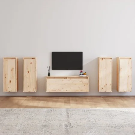 TV-Möbel 5-teilig aus massivem Kiefernholz von vidaXL, TV-Möbel - Ref: Foro24-3100214, Preis: 219,82 €, Rabatt: %