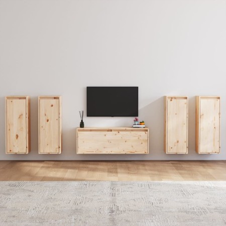 TV-Möbel 5-teilig aus massivem Kiefernholz von vidaXL, TV-Möbel - Ref: Foro24-3100214, Preis: 223,02 €, Rabatt: %