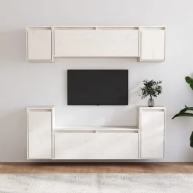 TV-Möbel 6-teilig aus massivem weißem Kiefernholz von vidaXL, TV-Möbel - Ref: Foro24-3100190, Preis: 253,34 €, Rabatt: %