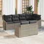 Conjunto de sofá de jardín 7 pcs Gris claro Poliratán