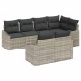 Conjunto de sofá de jardín 7 pcs Gris claro Poliratán