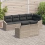 Conjunto de sofá de jardín 7 pcs Gris claro Poliratán