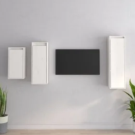 TV-Möbel 3-teilig aus massivem weißem Kiefernholz von vidaXL, TV-Möbel - Ref: Foro24-3100160, Preis: 160,92 €, Rabatt: %