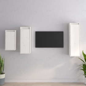 TV-Möbel 3-teilig aus massivem weißem Kiefernholz von vidaXL, TV-Möbel - Ref: Foro24-3100160, Preis: 163,01 €, Rabatt: %