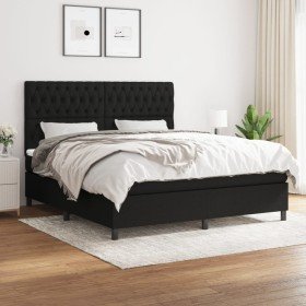 Cama box spring con colchón tela negro 180x200 cm Cama box spring con colchón tela negro 180x200 cm