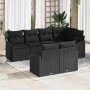 Conjunto de sofá de jardín 7 pcs Negro Poliratán