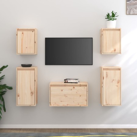Muebles para TV 5 piezas madera maciza de pino de vidaXL, Muebles TV - Ref: Foro24-3100269, Precio: 182,40 €, Descuento: %