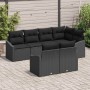 Conjunto de sofá de jardín 7 pcs Negro Poliratán
