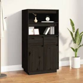 Hohes Sideboard aus massivem schwarzem Kiefernholz, 60 x 40 x 116,5 cm von vidaXL, Sideboards - Ref: Foro24-814538, Preis: 15...
