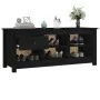 Schuhschrank aus massivem schwarzem Kiefernholz, 110 x 38 x 45,5 cm von vidaXL, Schuhregale und Schuhorganisatoren - Ref: For...
