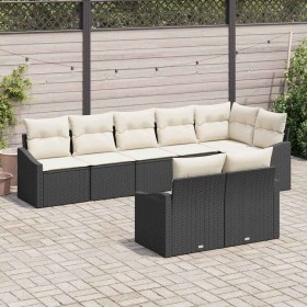 Conjunto de sofá de jardín 8 pcs Negro Poliratán