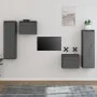 TV furniture 4 pieces solid gray pine wood by vidaXL, TV Furniture - Ref: Foro24-3100251, Price: 155,32 €, Discount: %