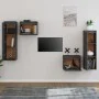 TV furniture 4 pieces solid gray pine wood by vidaXL, TV Furniture - Ref: Foro24-3100251, Price: 155,32 €, Discount: %