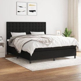 Cama box spring con colchón tela negro 180x200 cm en Camas y somieres | Comprar online en Foro24