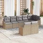 Conjunto de sofá de jardín 8 pcs Beige Poliratán