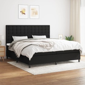 Cama box spring con colchón tela negro 200x200 cm Cama box spring con colchón tela negro 200x200 cm