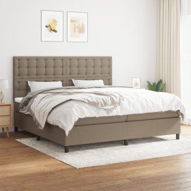 Cama box spring con colchón tela gris taupe 200x200 cm Cama box spring con colchón tela gris taupe 200x200 cm