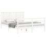 Weißer Massivholzbettrahmen mit Kopfteil 160x200 cm von vidaXL, Betten und Lattenroste - Ref: Foro24-3194777, Preis: 176,04 €...