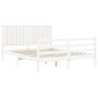 Weißer Massivholzbettrahmen mit Kopfteil 160x200 cm von vidaXL, Betten und Lattenroste - Ref: Foro24-3194777, Preis: 176,04 €...