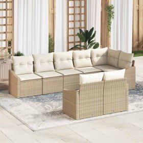 Conjunto de sofá de jardín 8 pcs Beige Poliratán Conjunto de sofá de jardín 8 pcs Beige Poliratán