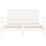 Weißer Massivholzbettrahmen mit Kopfteil 160x200 cm von vidaXL, Betten und Lattenroste - Ref: Foro24-3194777, Preis: 176,04 €...