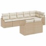 Conjunto de sofá de jardín 8 pcs Beige Poliratán
