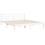 Weißer Massivholzbettrahmen mit Kopfteil 160x200 cm von vidaXL, Betten und Lattenroste - Ref: Foro24-3194777, Preis: 176,04 €...