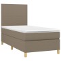 Cama box spring con colchón tela gris taupe 90x200 cm