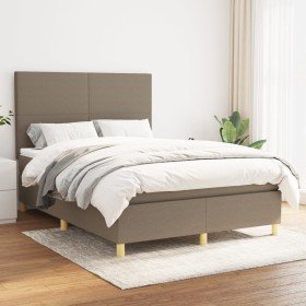 Cama box spring con colchón tela gris taupe 140x190 cm en Camas y somieres | Comprar online en Foro24