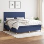 Cama box spring con colchón tela azul 160x200 cm