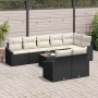Conjunto de sofá de jardín 9 pcs Negro Poliratán