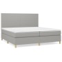 Cama box spring con colchón tela gris claro 200x200 cm