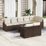 Conjunto de sofá de jardín 9 pcs Marrón Poliratán
