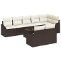 Conjunto de sofá de jardín 9 pcs Marrón Poliratán