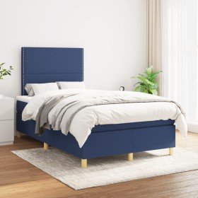 Cama box spring con colchón tela azul 120x200 cm en Camas y somieres | Comprar online en Foro24